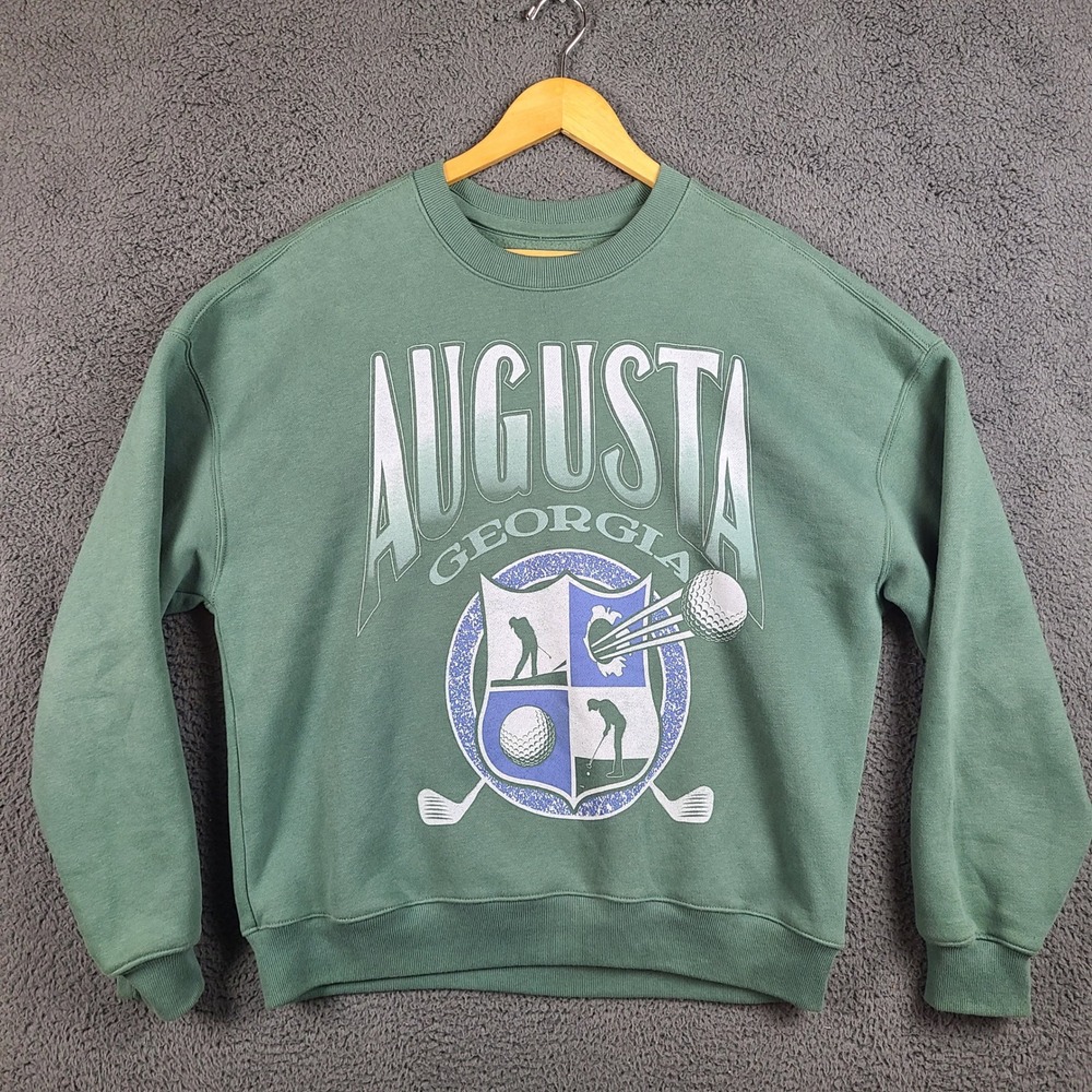 Hollister Augusta Georgia Golf Sweatshirt Green Boxy Fit Crewneck Mens Medium